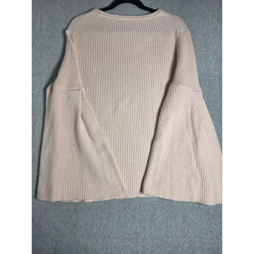Vince Camuto Bell Sleeve Ribbed Knit Sweater Womens Large Pink Crew Neck - Picture 7 of 10